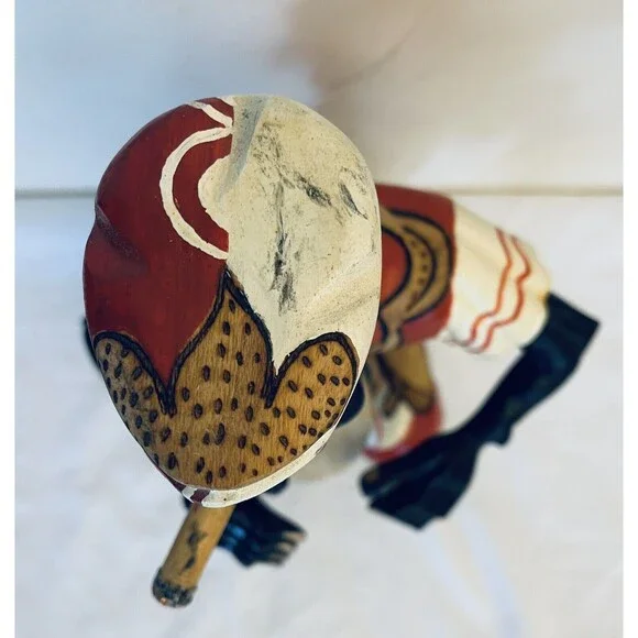 CUBA Folk Art Man Musician Drummer Hand-Carved Hand-Painted 17 WOOD Sculpture